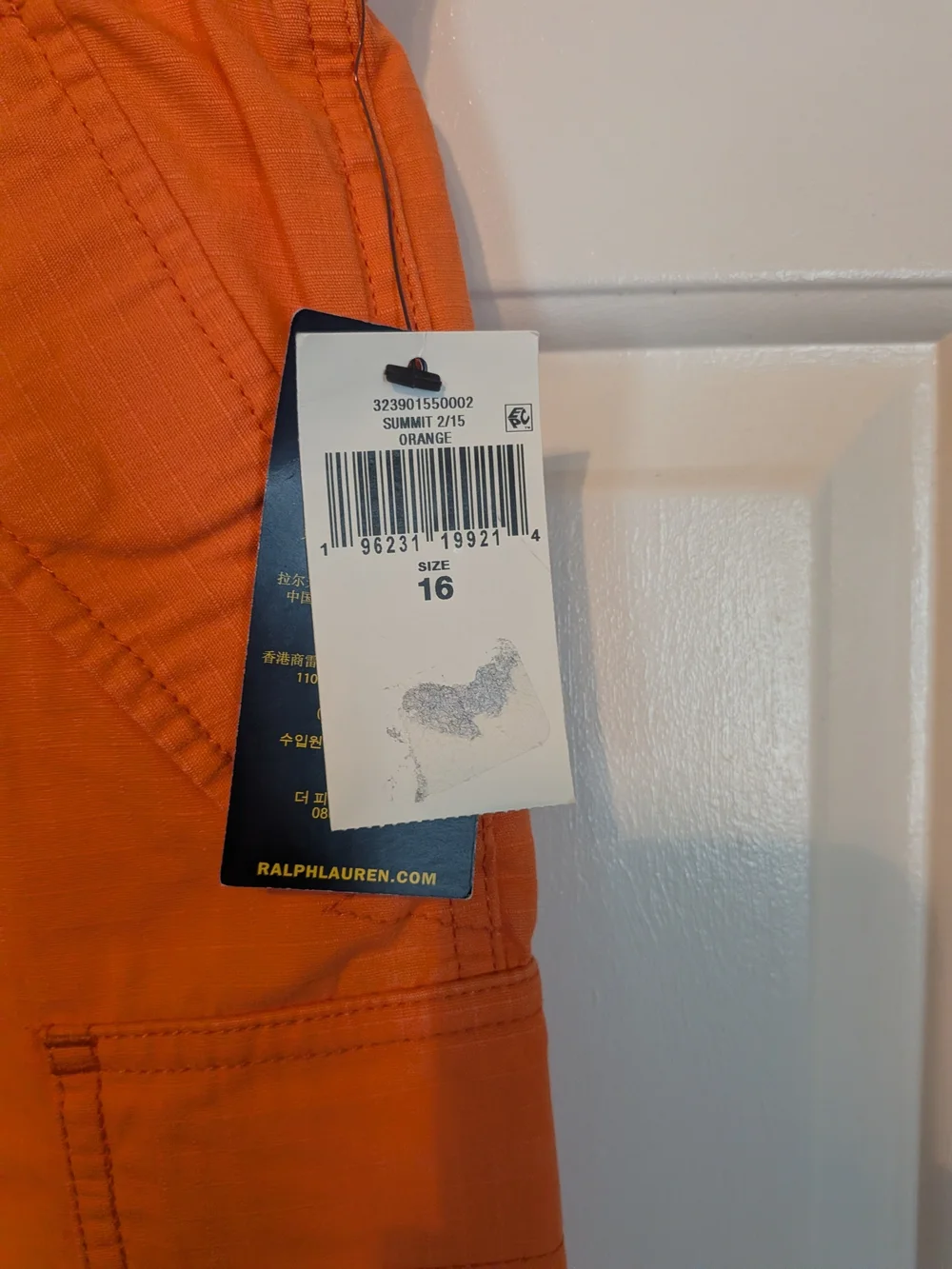 NWT Polo Ralph Lauren Youth Boys Size 16 Bright Orange Cargo Shorts